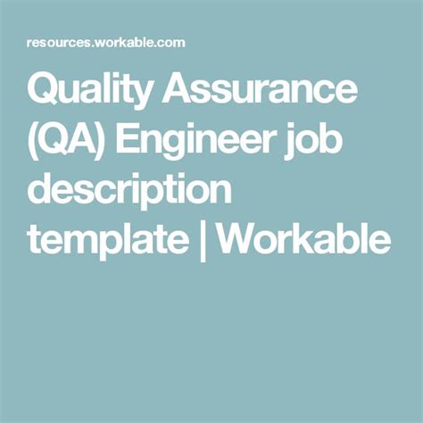 A software quality assurance engineer helps meet deadlines by breaking up the development process into attainable testing goals and relaying any issues back to the development and product teams or leaders. Quality Assurance (QA) Engineer job description template ...