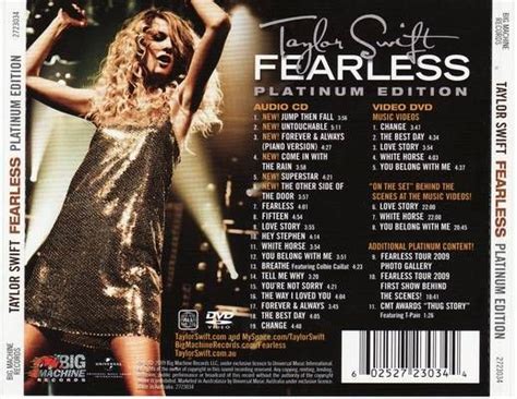 As a result, fearless is the kind of album in which fans have a genuine emotional investment. FEARLESS PLATINUM EDITION - back cover | Taylor swift ...