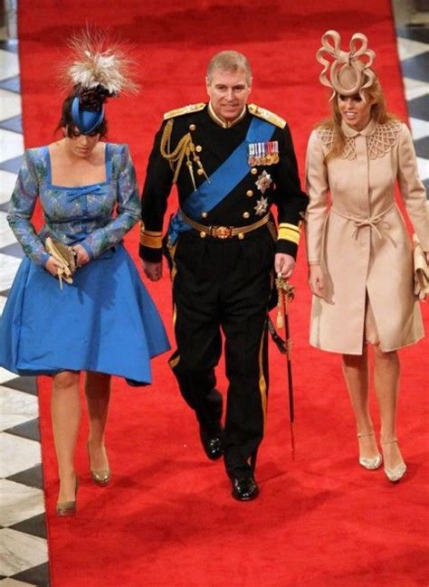 The queen bestowed the title duke. 4/29/11 - Prince Andrew and his daughters walking down the ...