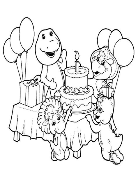 The alligator on this happy birthday coloring sheet looks like he's ready for a birthday party. Barney and Friends Celebrate Birthday Coloring Pages ...