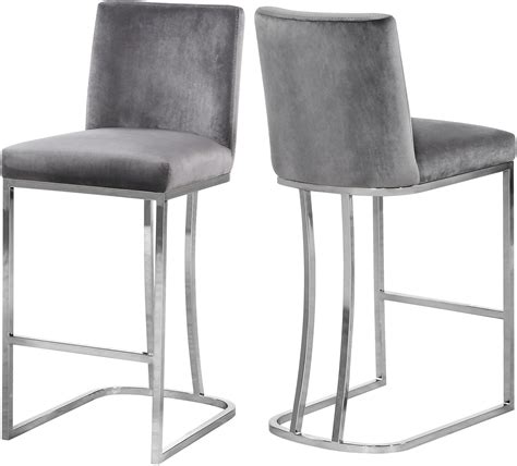 Cult living alexa metal low stool, velvet, grey 45cm. Heidi Grey Velvet Stool Set of 1-Color:Grey Velvet,Finish ...