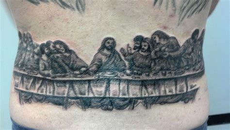 Fair or unfair, these tattoos have a socially constructed connotation associated with them. Tramp stamp + Last supper = ??? : WTF