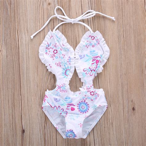 Our suits tend to run on the smaller side, so if you're in between sizes, we'd recommend sizing up. Little Girls One piece Floral Halter Swimsuit Baby Girl ...