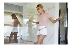 hailey baldwin magazine inprint tan blonde her lines legs toilet photoshoot shows long off string poses hawtcelebs sic commented peeing