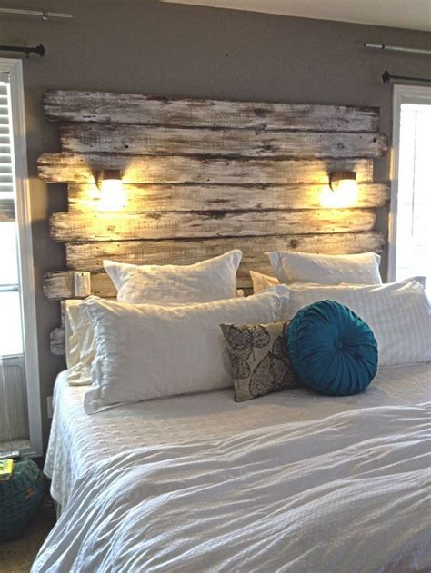 Diy upholstered headboard with nailhead detailed arms: DIY Pallet Headboard with Lights | Pallet Wood Projects