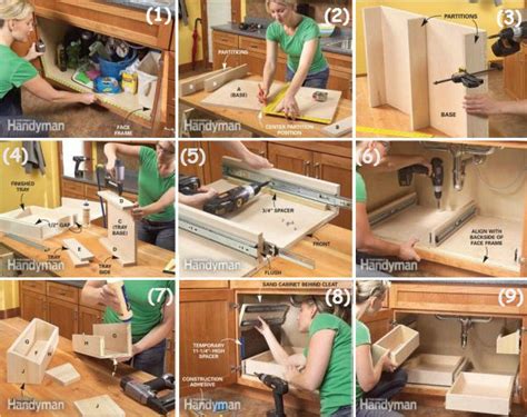 Spice drawer organization from bright green door. DIY Storage Ideas-How to Build Kitchen Storage Under the Sink