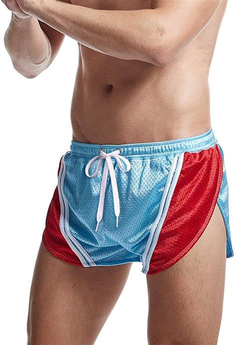 Heritage mens sport shorts for street Mens Split Side Running Shorts Retro Workout Gym Marathon ...