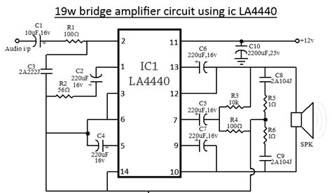 The tda2030 integrated circuit is the best choice to make good audio amplifier circuit. la4440 amplifier circuit | LA4440 Bridge Amplifier Circuit ...