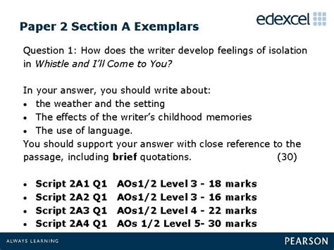 Doing past papers is always regarded as a necessary step to gaining confidence. Edexcel Paper Two Exemplars - Exemplar 2 Hellesdon Org ...