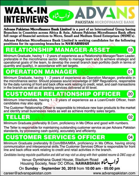 • ensuring that the conclusions on all the business sourced on telesales leads, should be reported to arm/rm. Advans Pakistan Microfinance Bank Jobs September 2018 ...