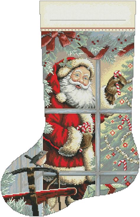Maybe you would like to learn more about one of these? Candy cane santa Christmas Stocking Counted Cross Stitch ...