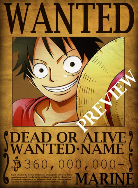 Personalize any occasion with your favorite photo. One Piece Wanted Poster PSD by mazeko on DeviantArt