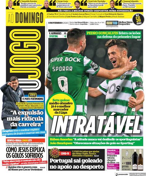 O jogo is a portuguese daily sport newspaper published in porto. Capa Jornal O Jogo - 8 novembro 2020 - capasjornais.pt