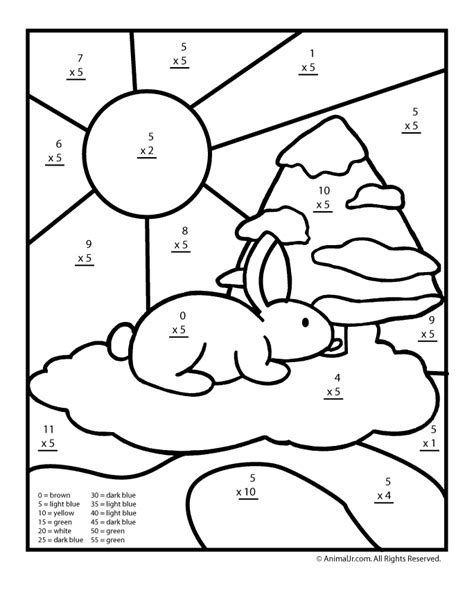 Are there any coloring pages that teach multiplication? Winter Themed Printable Multiplication Worksheets Snow ...