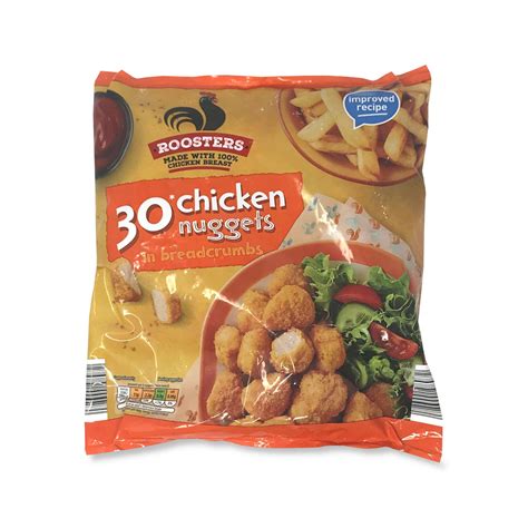 These are pretty good, as far as frozen nuggets go. Roosters 30* Chicken Nuggets In Breadcrumbs 30 Pack | ALDI