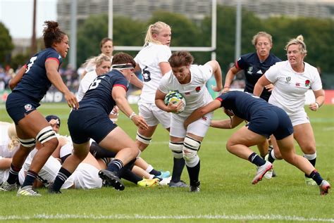 England look for their second win of the rugby world cup against usa on thursday. Sarah Hunter reacts after her derriere flashes during ...