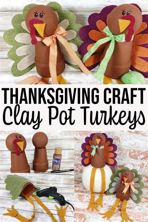 In this video i am making turkey eggs with a diy air dry clay recipe! Clay Pot Turkeys Thanksgiving Craft (With images ...