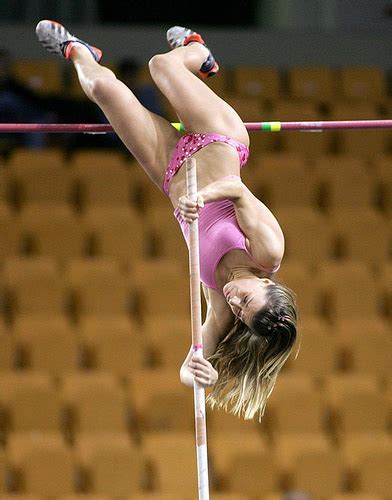 Ogita was attempting to clear a height of 5.3 meters. modelings: Erika prezerakou Olympic Pole Vaulter