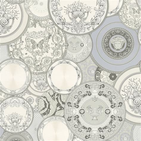 Winter wallpaper for computer (75 wallpapers). Versace Les Etoiles de la Mer 2 Motif Wallpaper, Silver ...