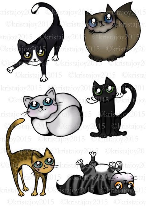 If you work in pencil, draw lines getting your cat's head in proportion is very important. Fancy Cats Hand Drawn Instant Digital Download Flash Sheet ...