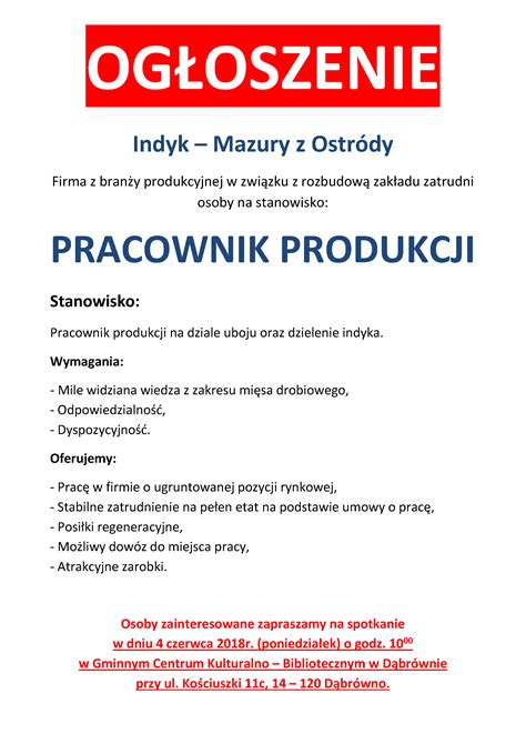 Poniżej znajdziesz przykładowe szablony cv do pobrania w formacie.docx zupełnie za darmo, dzięki czemu edycja wzoru jest możliwa dla każdego. UG Dąbrówno Ogłoszenie o pracę - Indyk Mazury