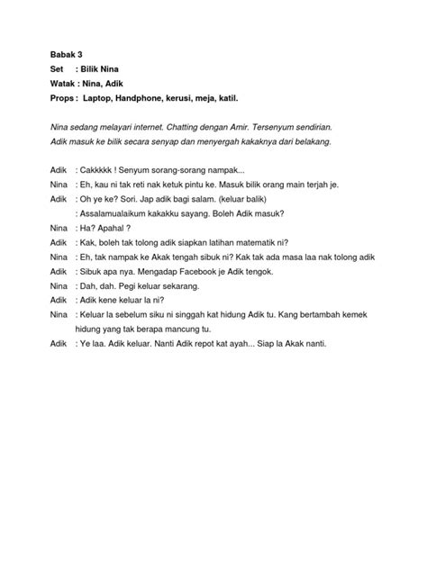 Mulai dari naskah drama pendek, naskah drama romatis, naskah drama komedi, naskah drama dari persahabatan, naskah drama rakyat, naskah drama lucu, naskah drama 6 orang, naskah drama musical, contoh naskah legenda seperti timun mas, malin kundang dan lain sebagainya. Contoh Skrip Drama Pendek Kanak Kanak