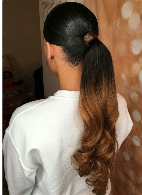 Ponytails for black hair often have lots of texture to use to their advantage. HAIRSTYLE 💕💕💕💕 | Black ponytail hairstyles, Weave ponytail ...