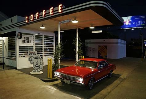 Is a coffee shop like a gas station for humans? An Old Texaco Station in Koreatown Is Now a Drive-Through ...