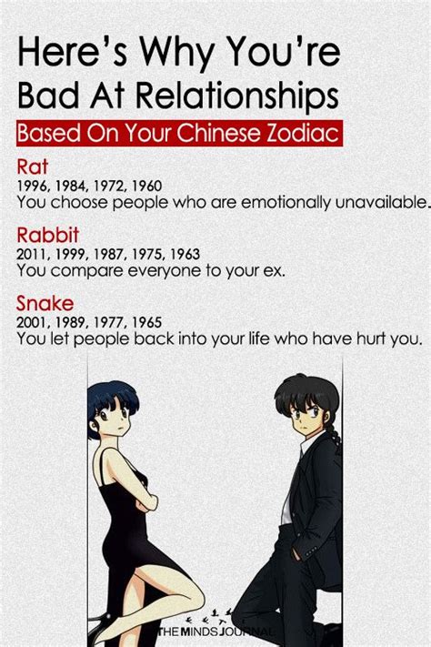 You know that your relationship is real, but keeping it going can feel hard sometimes. Why You're Bad At Relationships Based On Your Chinese Zodiac