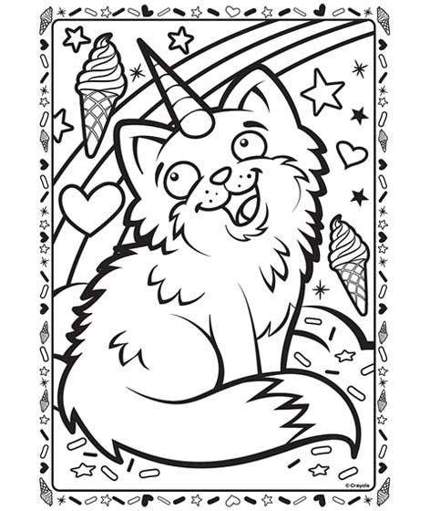 Opens in a new window; Uni-Kitty Coloring Page | crayola.com