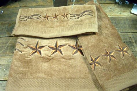 The log furniture store offers a variety of rustic themed bath towels. Western Rustic Star 3 Piece Bath Towel Set | Western decor ...