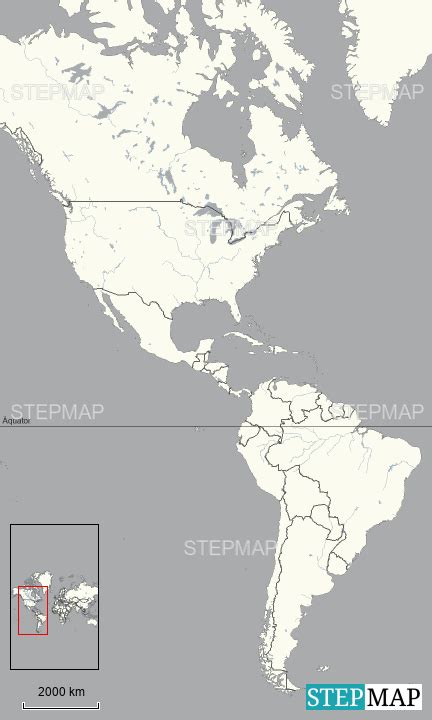 Telefonieren in den vereinigten staaten von amerika bild: StepMap - Amerika blanko - Landkarte für Welt