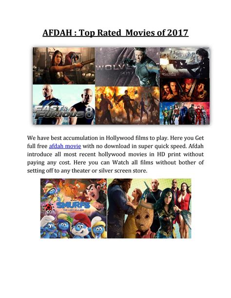 Peoples from all around the world can watch films on our website by just clicking on the movie name with fast buffering. Afdah top rated movies of 2017 by afdahmovies - Issuu