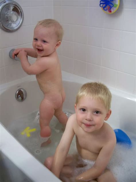 I was in the bath on my own, very young. Life with Connor and Logan: May 2007