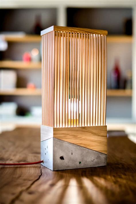 Using a bit of concrete, glass and some inks make this diy concrete faux geode lamp. Wood and Concrete Table Lamp • iD Lights