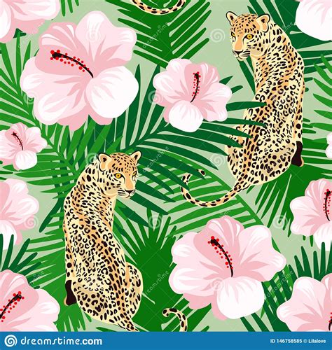 Mixing animal prints and a floral pattern. Floral Jungle Leopard Seamless Pattern Stock Vector ...