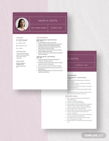 Cv templates find the perfect cv template. Hotel General Manager Resume/CV Template - Word (DOC ...