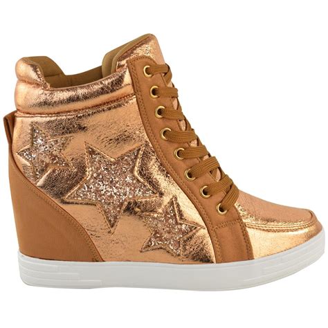 Scopri la nostra selezione di scarpe da donna. Donna Nascosto Zeppa Lacci Scarpe Da Ginnastica High Top Scarpe Da Ginnastica Glitter Scarpe ...