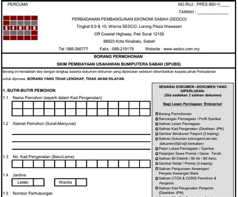 Contoh diberi sebagai rujukan semata) by illiyya in types > business/law, employment, and sample. Permohonan Skim Pembiayaan Usahawan Bumiputera Sabah ...