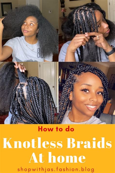 The tree braid is essentially many braids with hair extensions added in by hand. Do your own Knotless Braids at home! - Jas McQueen in 2020 | Braids with extensions, Box braids ...