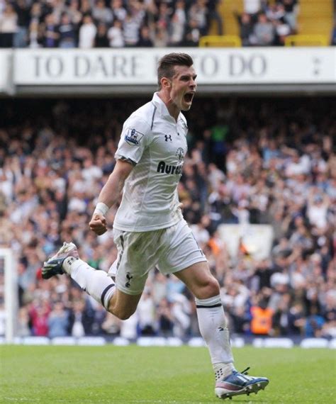 Footballer for tottenham hotspur and wales. ~ Gareth Bale of Tottenham Hotspur celebrating his goal ...