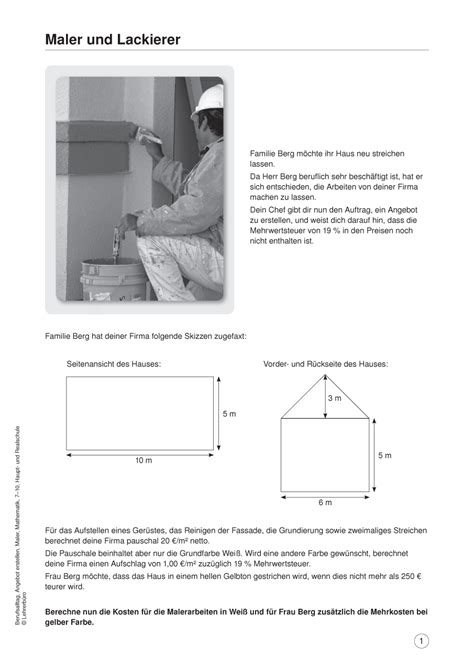 Mai 2017 für gelernte gesellen: Arbeitsblätter Maler Und Lackierer Pdf - Worksheets