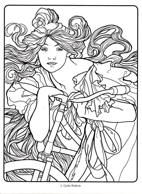 Spirit of fire, adult coloring, coloring page, fantasy coloring, line art, art nouveau coloring page, fairy coloring page, printable. Art Deco - Alphonse Mucha 01 | Alphonse mucha, Art deco ...