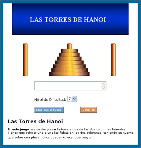 Las matemáticas tienen un componente. FERNANDO GÓMEZ CRUZ: JUEGO TORRES DE HANOI (ver imagen)