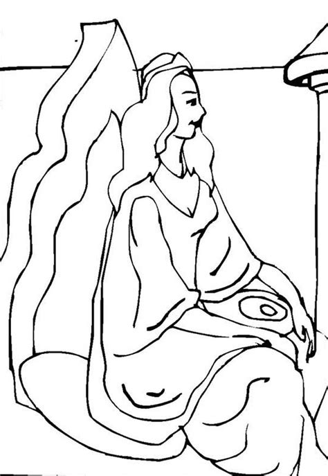 Esther, a young jewish woman, was chosen to be the queen to king xerxes. Queen Esther On Her Throne Coloring Page : Kids Play Color ...