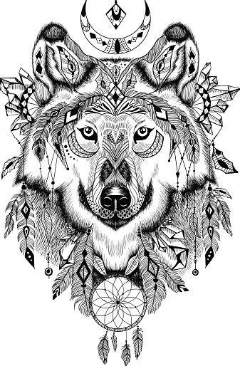 Mandala loup, prends tes crayons de couleurs, tes feutres ou mandala loup. Detailed Wolf in aztec-boho style. May be used as a print ...