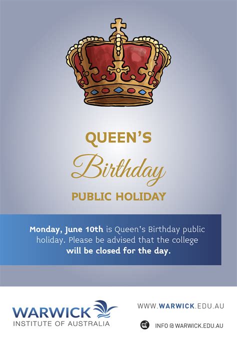 Monthly calendar for the month september in year 2019. Queens Birthday 2019 - Warwick Institute of Australia