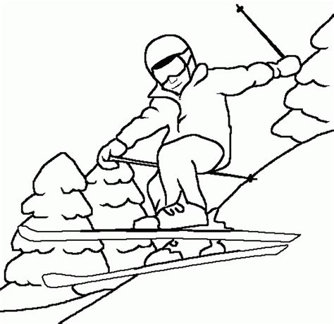 Winter sports coloring pages coloring page outline of cartoon boy. Coloring Pages Of Kids Skiing - Coloring Home