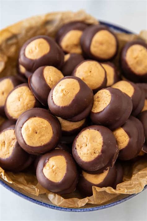 About this item mini size milk chocolate buckeyes addicting snack from the heart of the buckeye state! Buck Eye Truffle : Buckeyes Recipe Food Network - Bought ...