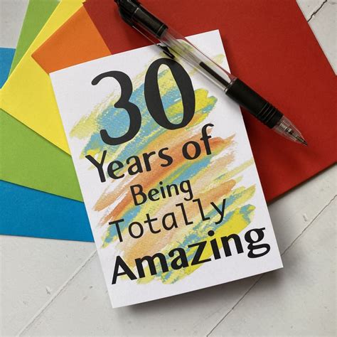 Funny is usually the best policy for a milestone birthday card message. 30th Birthday card 30 years of being amazing birthday card ...